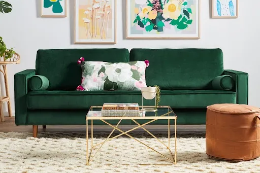 Velvet Mid-Century Sofa