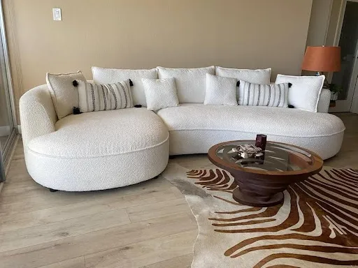 Bouclé Curved Sofa